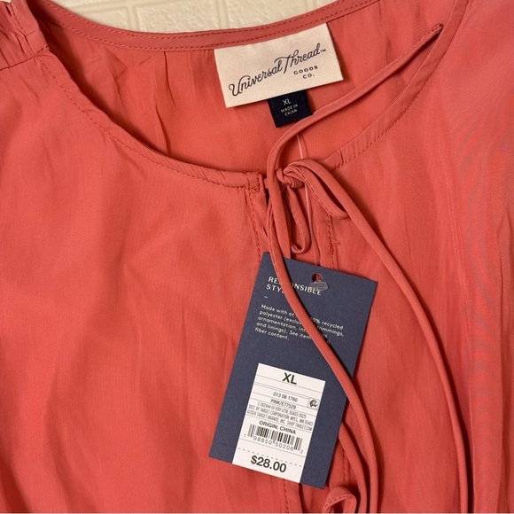Universal Thread Coral Tie-Front Blouse - Picture 4 of 4